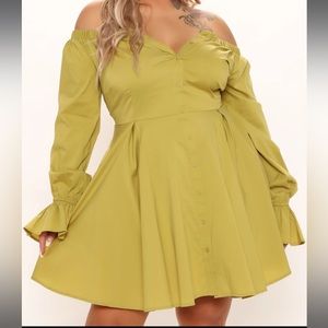 Chartreuse Fit and Flare Mini Dress